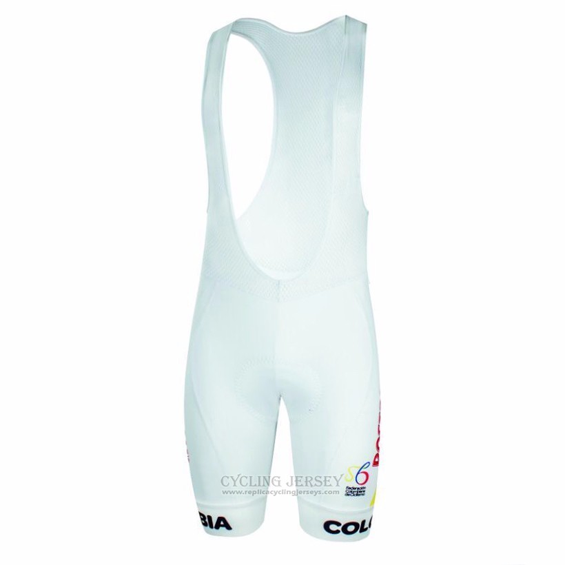 2017 Cycling Jersey Colombia White Short Sleeve and Bib Short